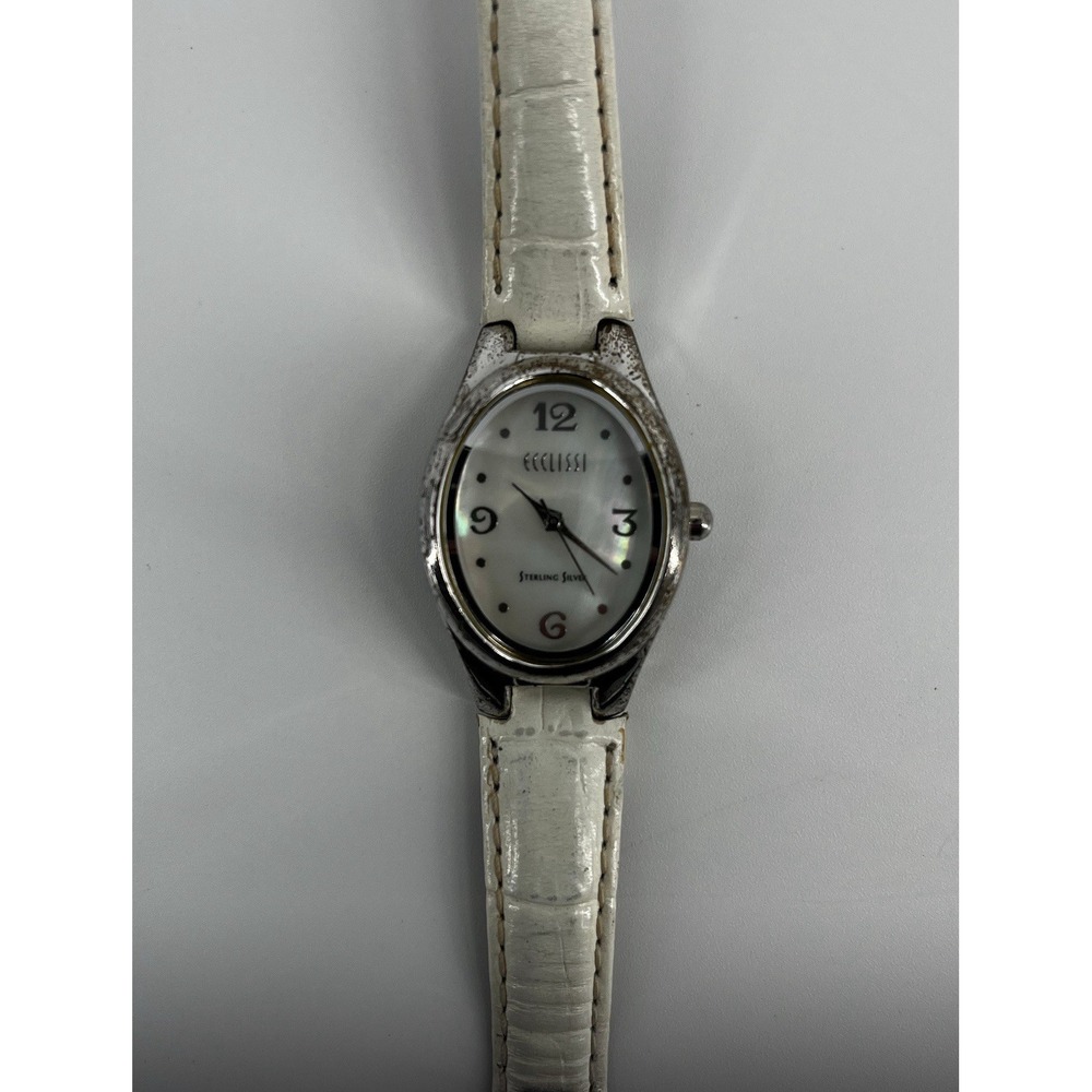 Ecclissi Sterling Silver Watch Mother of Pearl Dial w/ White Band‎ 22690, SM1564